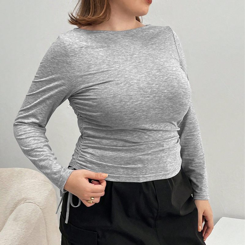 Plus Size Long-Sleeved Slim Fit Inner Bottoming Shirt for Office Wear - Image 4