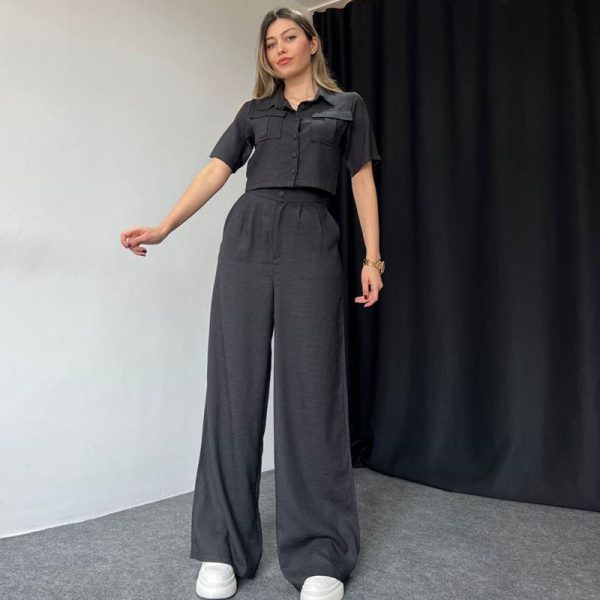 Summer Women's Short-Sleeved Shirt and Trousers Two-Piece Set - Image 2