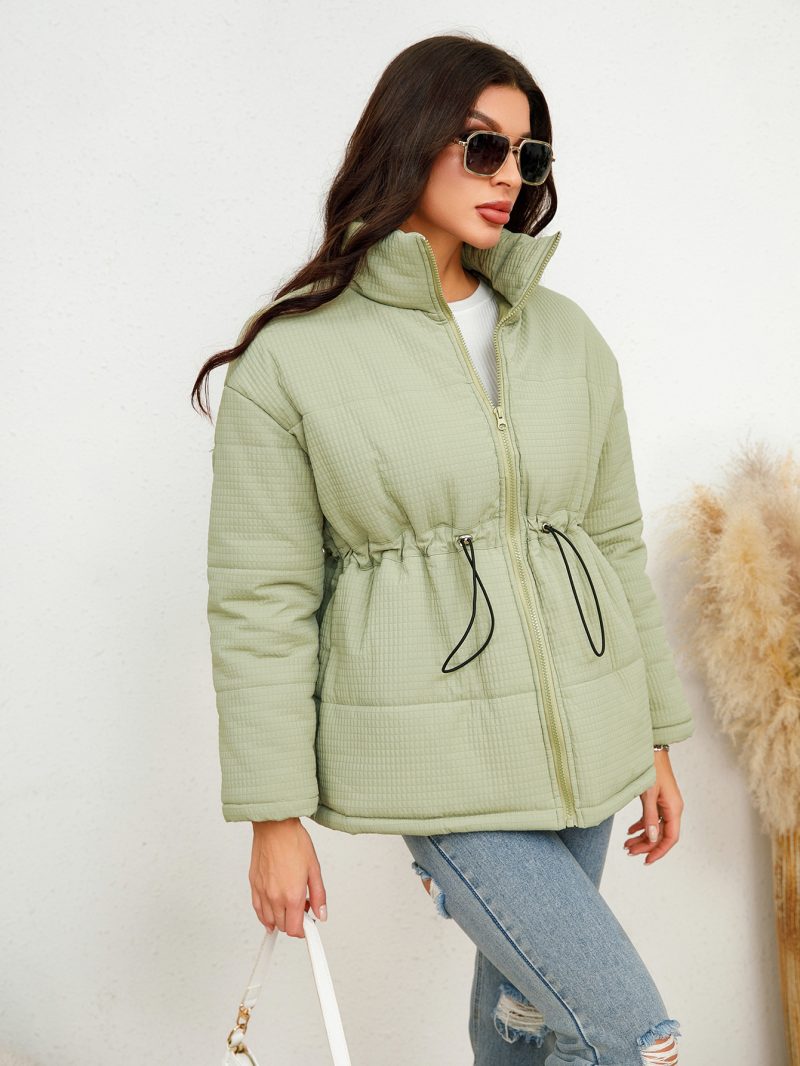 Winter Loose Corduroy Cotton Coat with Collar and Drawstring - Image 4