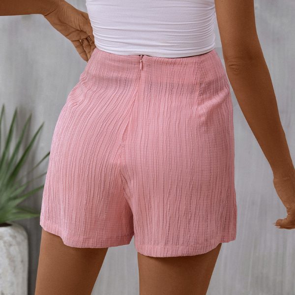 Summer Lace-Up Culottes: Casual Texture Shorts for Women's Clothing - Image 4