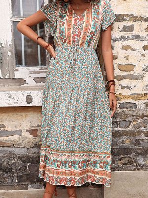 Green Slimming Maxi Dress for Women’s Summer Wardrobe