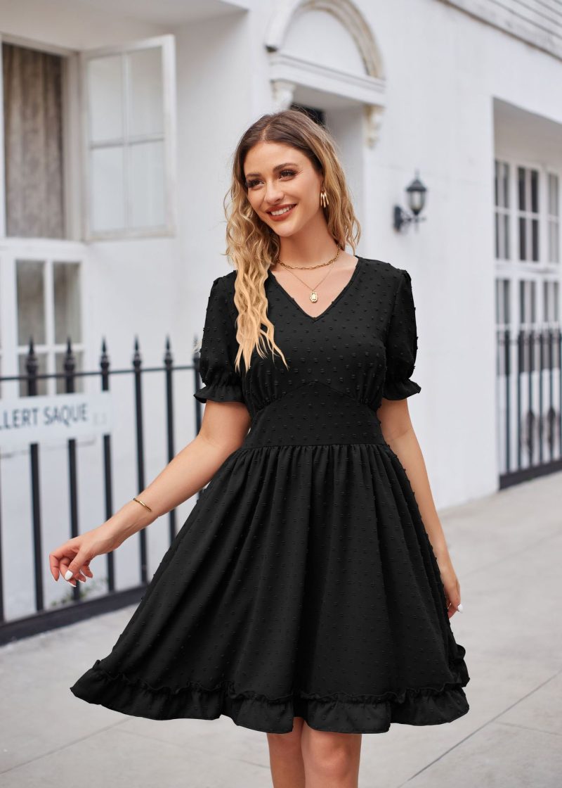 Elegant Jacquard V-Neck Dress: Perfect for Summer - Image 2