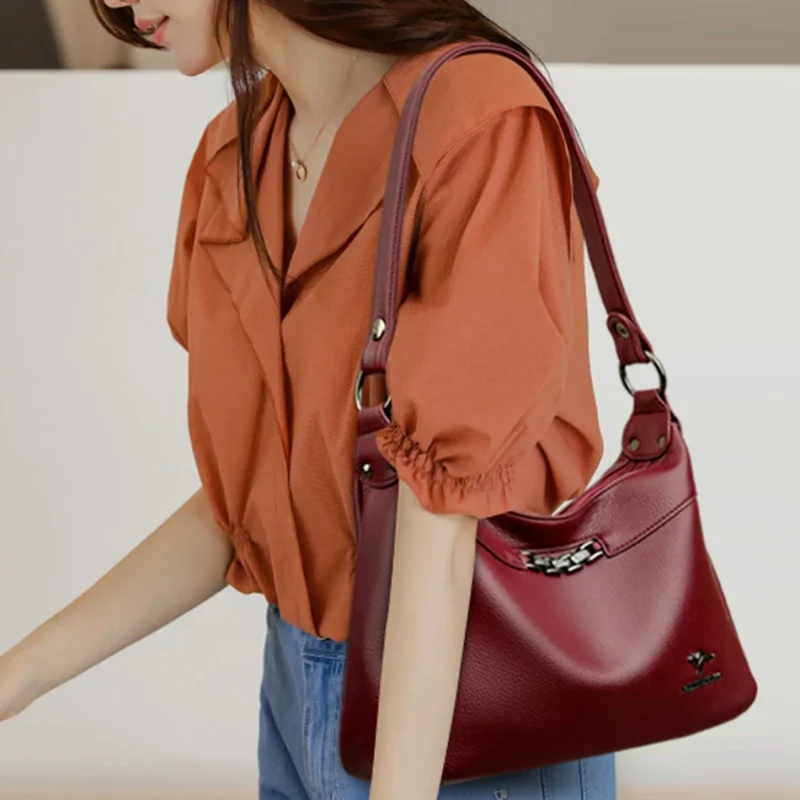 Many Pockets Chic Eco Leather Crossbody Bag - Image 12