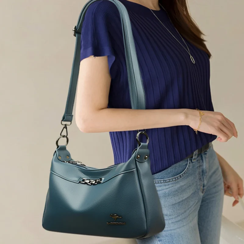 Many Pockets Chic Eco Leather Crossbody Bag - Image 11