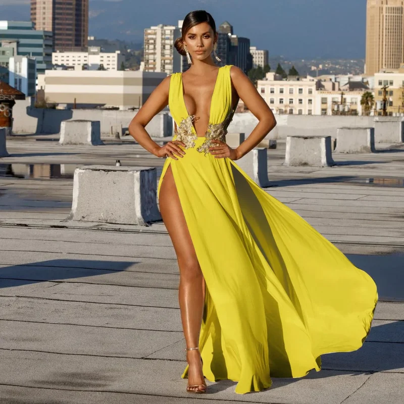 Maxi Eco Chic V-Neck Party Dress - Image 10