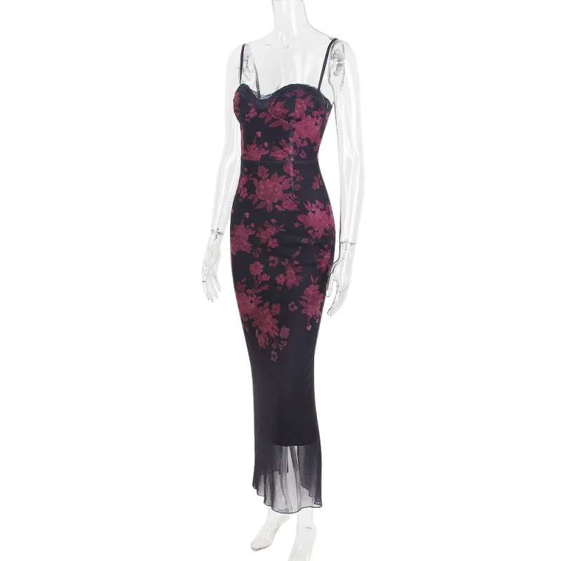 Mesh Floral Maxi Dress, Eco Glam - Image 9