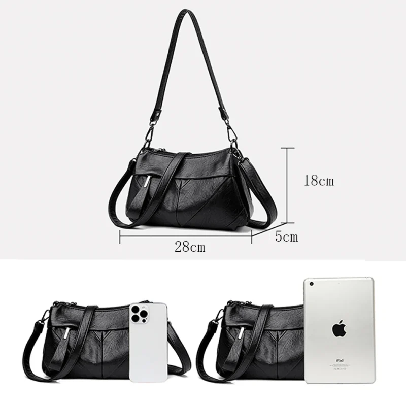 Vintage Eco Shoulder Bag, Soft PU - Image 2