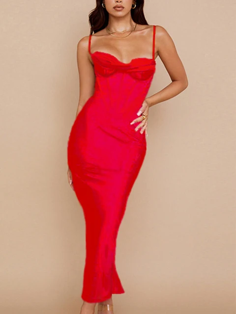 fishbone dress red