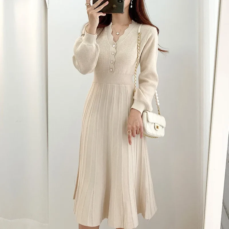 Korean Pleated Sweater Dress: Vintage & Eco Chic - Image 2