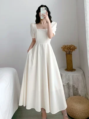 Vintage White Eco Maxi Party Dress