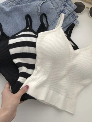 Stripe Crop Bra Cami, Eco Chic