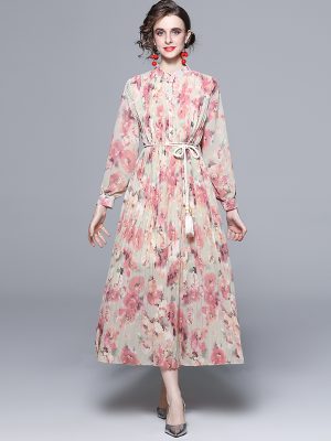 Women’s Large Swing Chiffon Print Dress: Versatile and Elegant