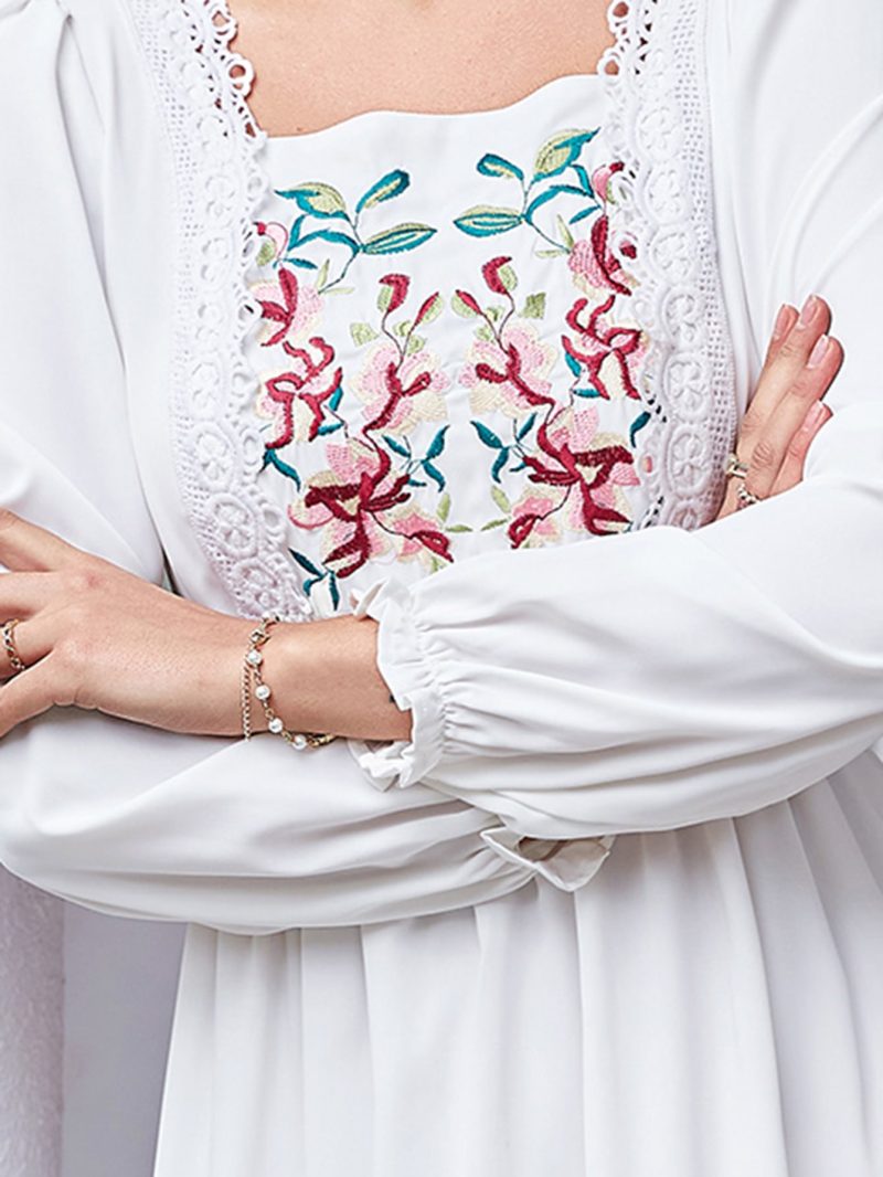 Chic Sophistication: Women's Square Neck Smocked A-Line Maxi Dress, Perfect for Spring and Fall Elegance with Lattice Trim Detail - Image 4