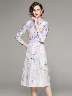 Waist Slim Printed Dress: Positioning Fashion