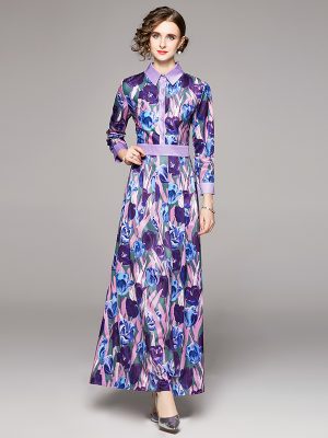 Women’s Collared Slim Printed Dress