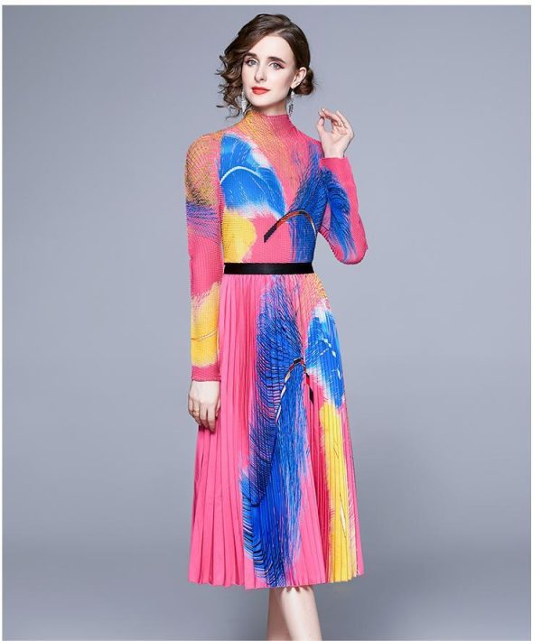 Multicolor Printed Feather Frill Skirt Set - Image 5