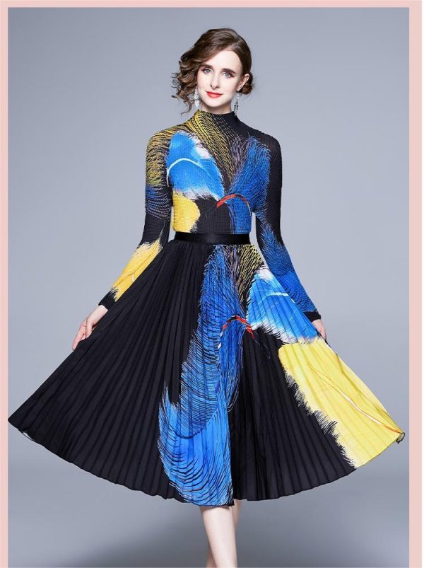 Multicolor Printed Feather Frill Skirt Set - Image 8