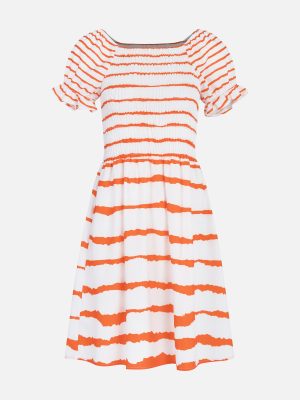 Summer Striped Chic: Crew Neck Regular A-line Midi Dress, Ideal for Effortlessly Elegant Daily Wear