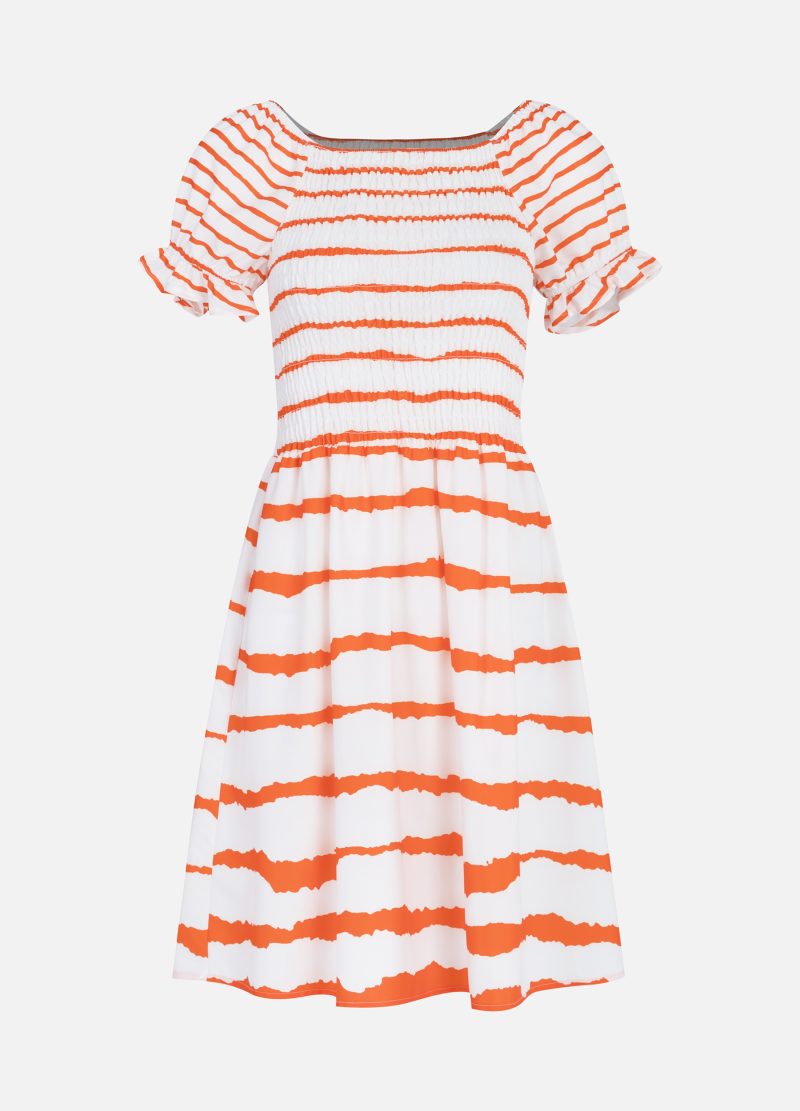 Summer Striped Chic: Crew Neck Regular A-line Midi Dress, Ideal for Effortlessly Elegant Daily Wear