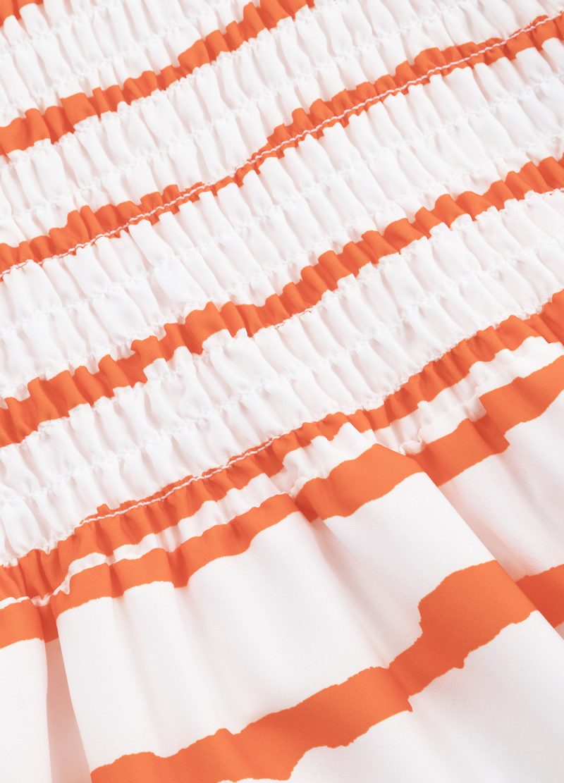 Summer Striped Chic: Crew Neck Regular A-line Midi Dress, Ideal for Effortlessly Elegant Daily Wear - Image 2
