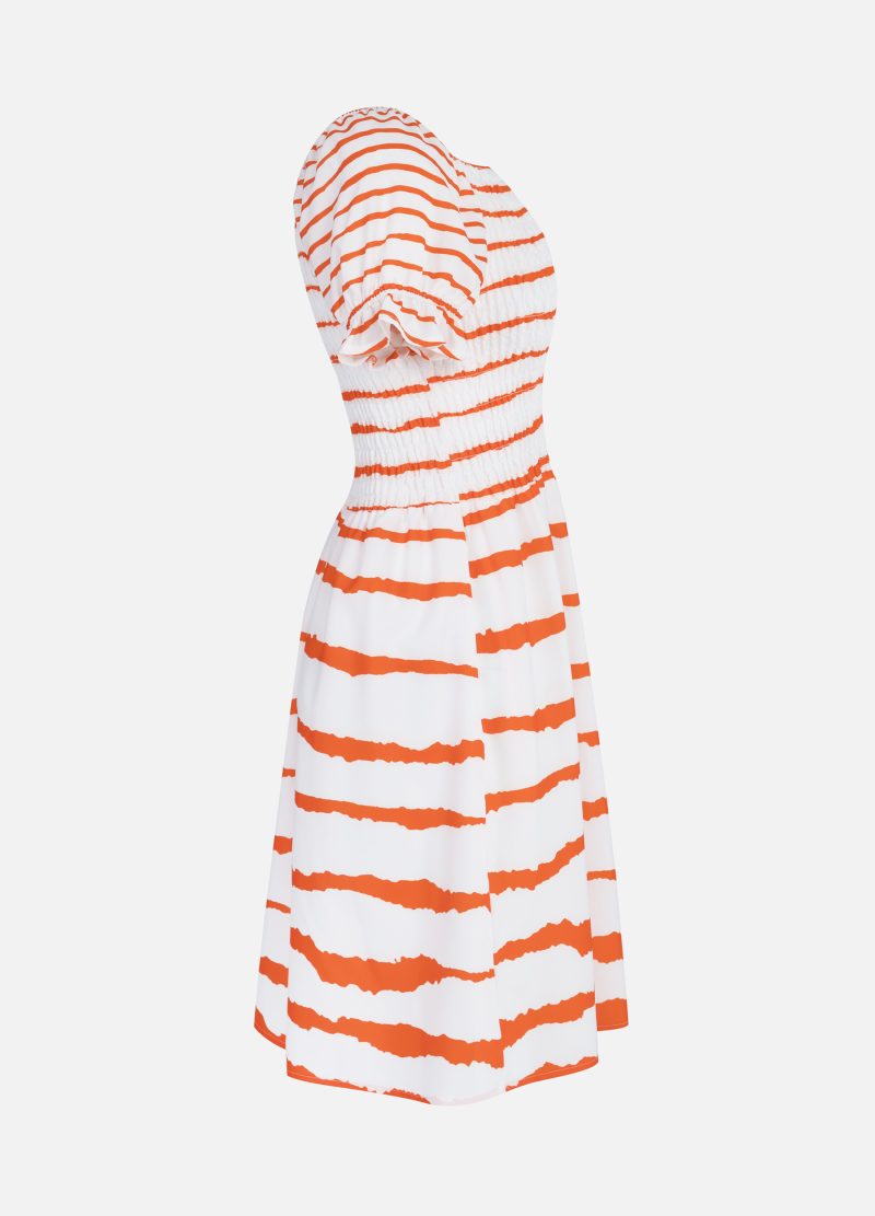 Summer Striped Chic: Crew Neck Regular A-line Midi Dress, Ideal for Effortlessly Elegant Daily Wear - Image 3