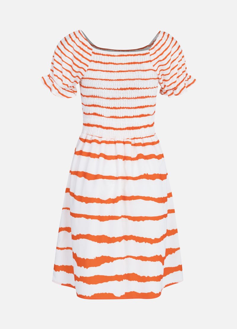 Summer Striped Chic: Crew Neck Regular A-line Midi Dress, Ideal for Effortlessly Elegant Daily Wear - Image 4
