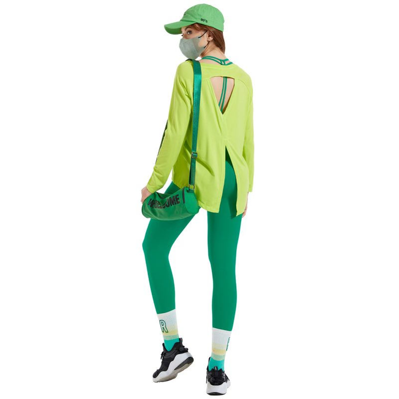 Loose Comfortable Long Sleeve T-shirt Yoga Suit: Women's High Waist Nude Feel Tights Three Piece - Image 4
