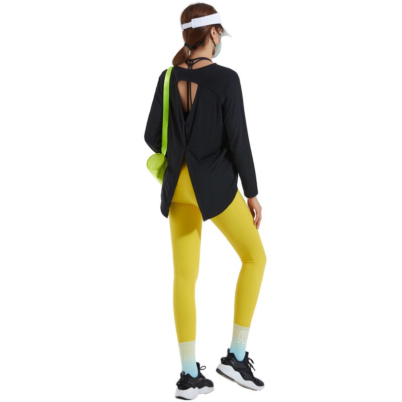 Loose Comfortable Long Sleeve T-shirt Yoga Suit: Women's High Waist Nude Feel Tights Three Piece - Image 6