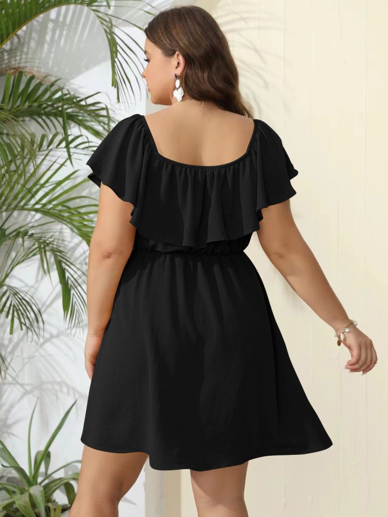 Plus Size Women's E-commerce Summer Dress: New One-Shoulder Solid Sweet Dress - Image 10