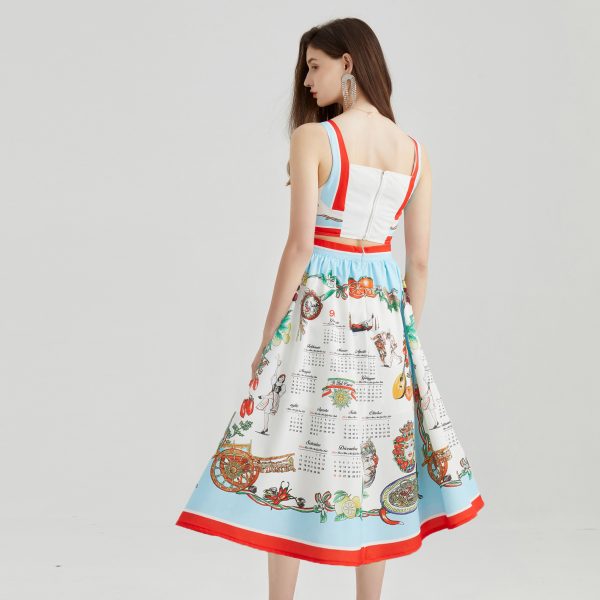 Elegant and Playful: Fruit Printed Strapless Skirt Set - Effortlessly Chic for Any Occasion! - Image 2