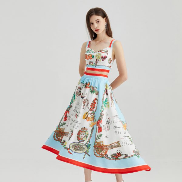 Elegant and Playful: Fruit Printed Strapless Skirt Set - Effortlessly Chic for Any Occasion! - Image 3