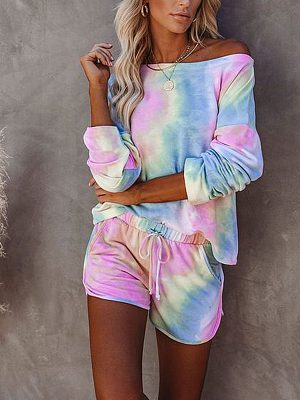 Women’s Tie-Dyed Printed Long-Sleeved Casual Home Wear Set