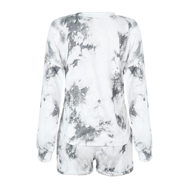 Women Tie-Dyed Printed Long-Sleeved Round Neck Casual Home Set - Image 4