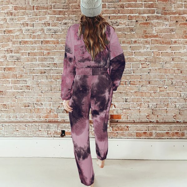 Fashionable Tie-Dyed Printed Long-Sleeved Sports Loose Casual Set - Image 2