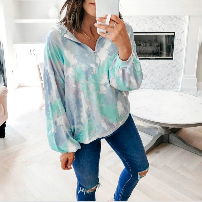 Women's Fashion Tie-Dyed Printed Long-Sleeved Loose Casual Sweater - Image 2