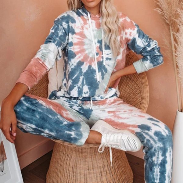 Women Casual Long Sleeve Tie Dye Printed Set - Image 4