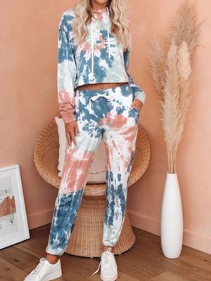 Women Casual Long Sleeve Tie Dye Printed Set