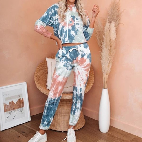 Women Casual Long Sleeve Tie Dye Printed Set - Image 2