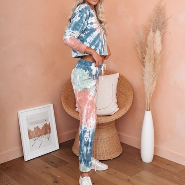 Women Casual Long Sleeve Tie Dye Printed Set - Image 3