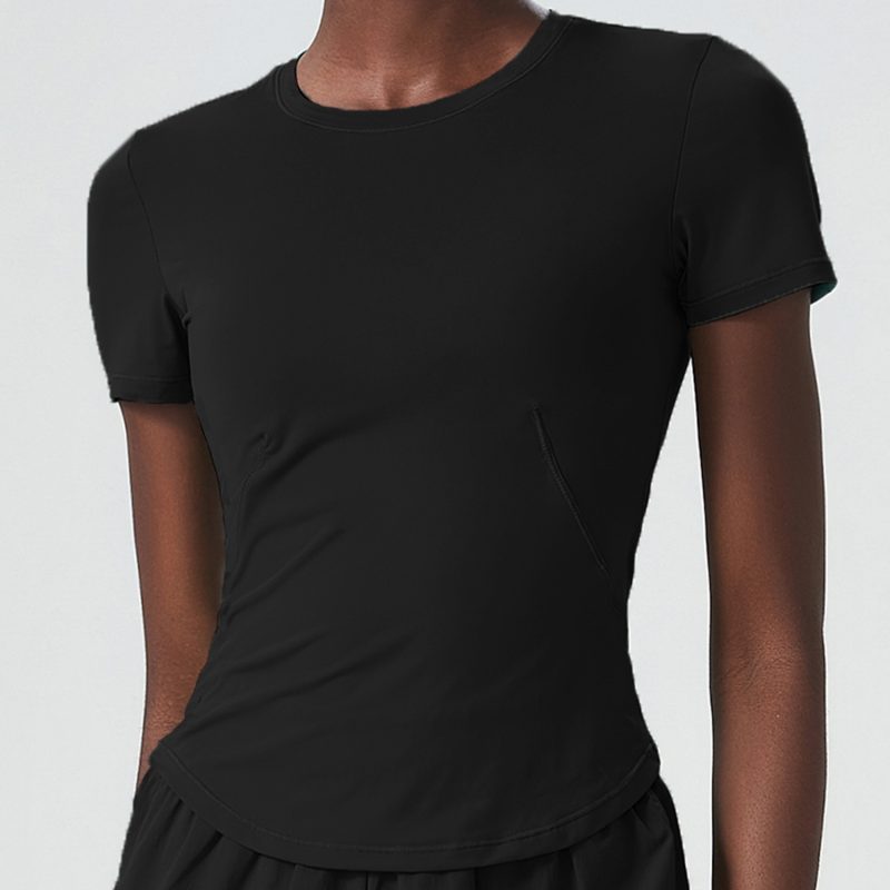 Cold Cover Skinny Exercise Top: Women's Small Waist Short Sleeve Yoga Suit Top, Slim Fit Quick Drying Fitness T-shirt - Image 5