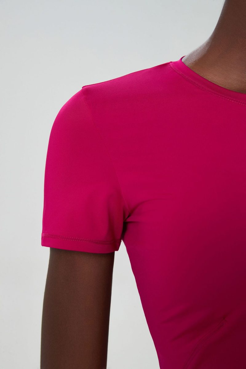 Cold Cover Skinny Exercise Top: Women's Small Waist Short Sleeve Yoga Suit Top, Slim Fit Quick Drying Fitness T-shirt - Image 10