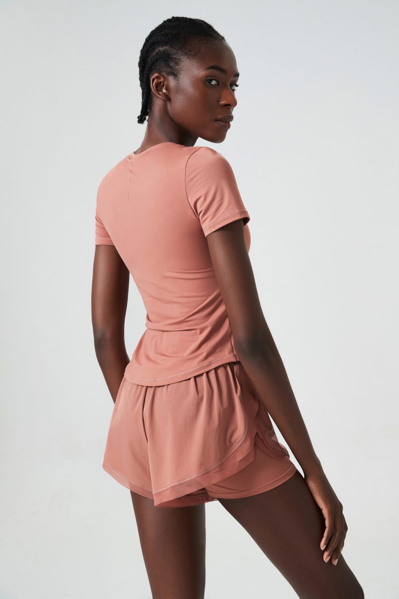 Cold Cover Skinny Exercise Top: Women's Small Waist Short Sleeve Yoga Suit Top, Slim Fit Quick Drying Fitness T-shirt - Image 12