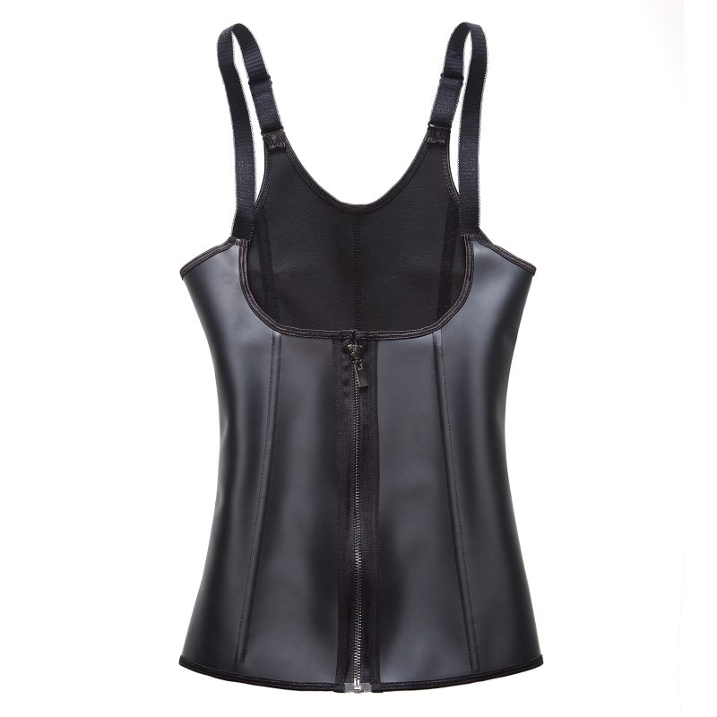 Glossy Latex Zipper Vest: Adjustable Spaghetti Strap - Image 3