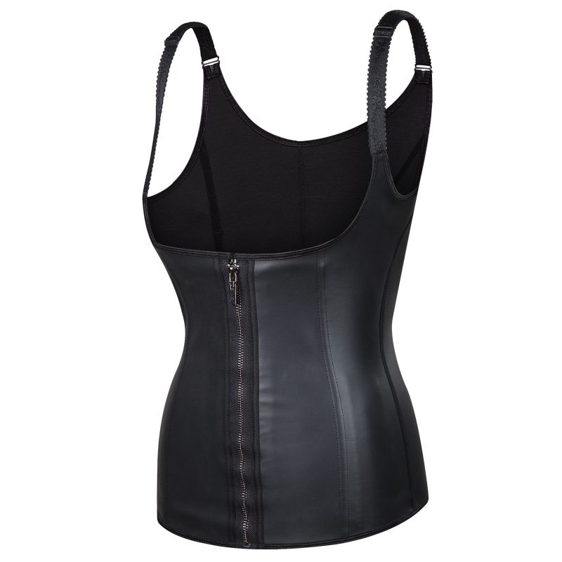 Glossy Latex Zipper Vest: Adjustable Spaghetti Strap - Image 6