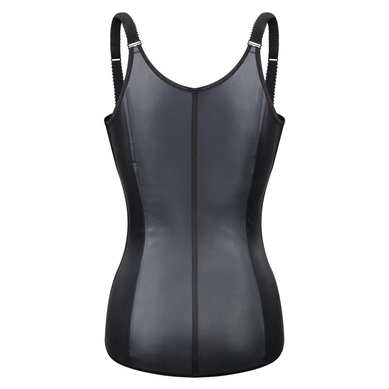 Glossy Latex Zipper Vest: Adjustable Spaghetti Strap - Image 7