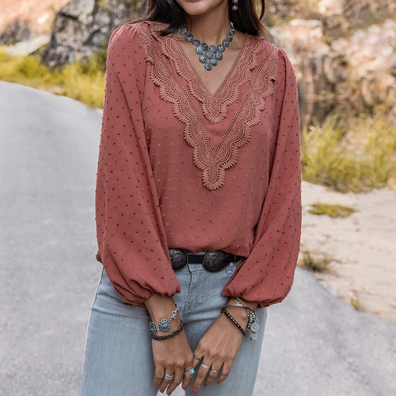 Women's Autumn/Winter Lace Long-Sleeved Shirt