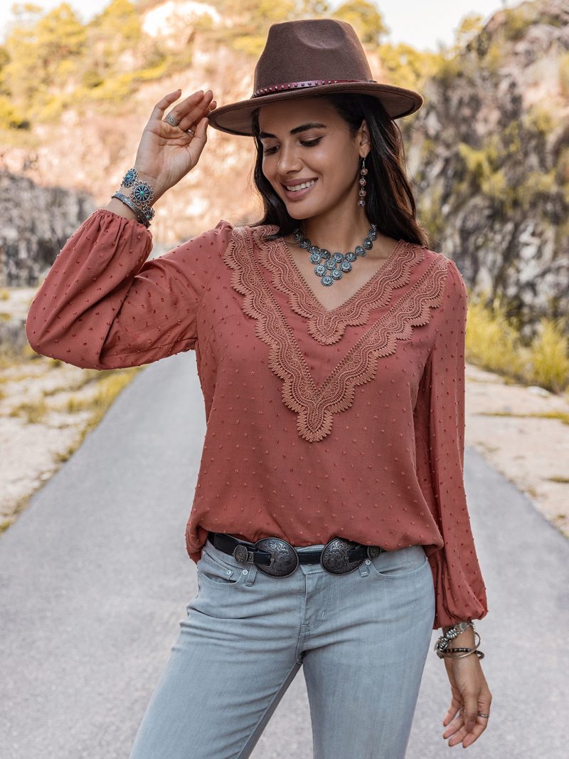 Women's Autumn/Winter Lace Long-Sleeved Shirt - Image 4