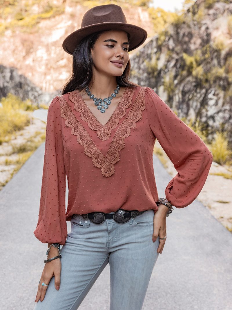 Women's Autumn/Winter Lace Long-Sleeved Shirt - Image 8