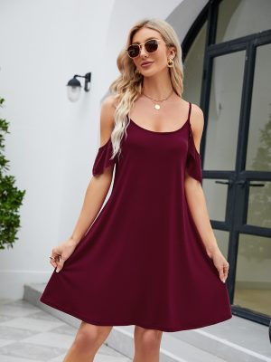 Off-Shoulder Ruffle Sleeve Camisole Dress: Women’s Casual Summer Wear