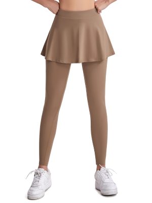 Women’s Autumn Winter Nylon Nude Feel Pleated Yoga Skirt